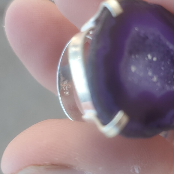New Solar Quartz Agate Druzy 925 Silver Ring. - Picture 12 of 14